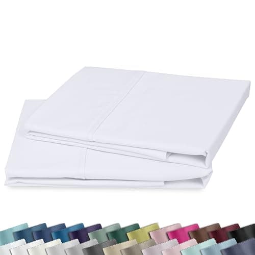 California Design Den Standard Queen Size Pillowcase Set - 400 Thread Count, 100% Cotton Sateen, Set of 2 Pillow Covers, Soft and Breathable - Bright White