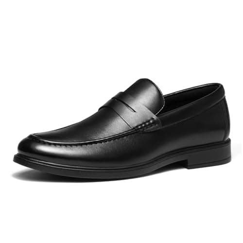 HEEZ Men's Penny Loafers, Casual Loafer Dress Shoes for Men Comfortable, Slip on Loafers for Business Formal Wedding Party Office Classic Black