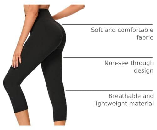 GAYHAY High Waisted Capri Leggings for Women - Soft Slim Yoga Pants for Running Cycling Workout Black — view 3