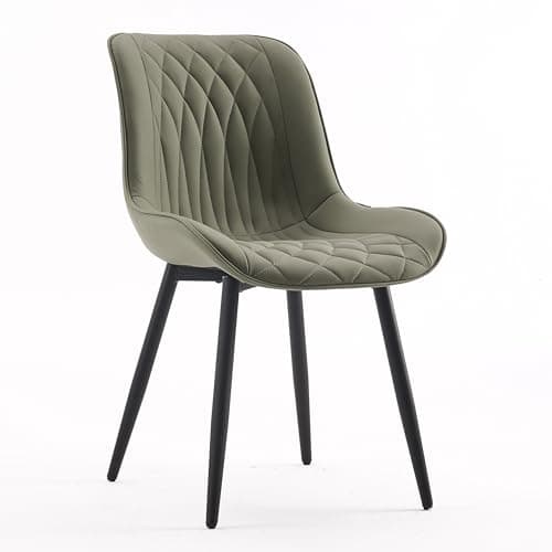 YOUNIKE Dining Chairs Set of 2, Leather Upholstered Dining Room Chairs, Mid Century Modern Armless Kitchen Chair Side Chairs, Suitable for Bedroom Living Room, Load Up to 300 LBS, Olive Green — view 2