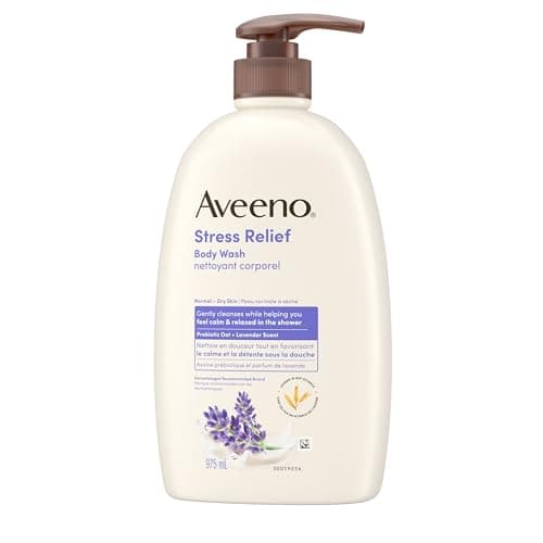 Aveeno Stress Relief Body Wash, Lavender Scent with Nourishing Prebiotic Oat, Sensitive Skin Body Wash for Normal to Dry Skin, Paraben-, Dye-, and Soap-Free, Value Size 975 mL — view 6