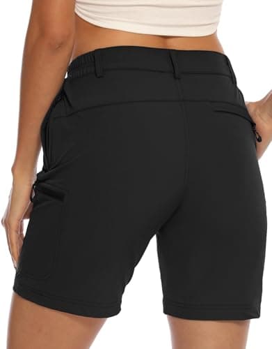 Rdruko Women's Hiking Golf Shorts Quick Dry Cargo Outdoor Sport Short with Zipper Pockets Black M — view 2