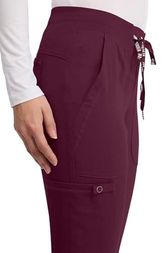 Med Couture Scrub Pants for Women Jogger Pant with 5 Pockets, Lightweight, Ultra Soft, 2-Way Stretch Fabric - MC7710, M, Wine — view 6