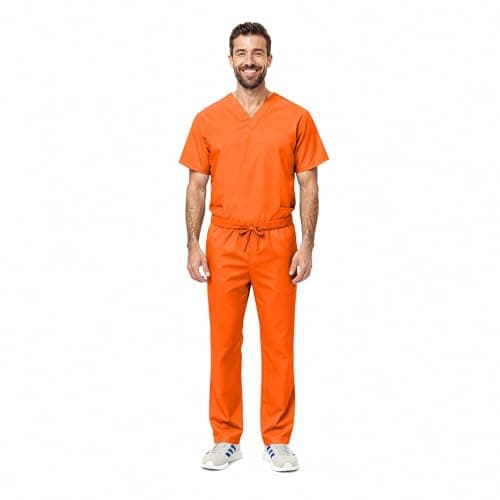 Women's Scrub Set - Medical Scrub Top and Pant, Mandarin Orange, Medium — view 3