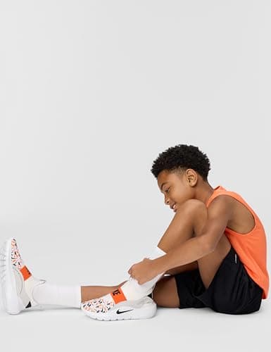 Nike Little Kid's Flex Runner 4 AOP, White/Black-Safety Orange-Vast Grey, 2Y