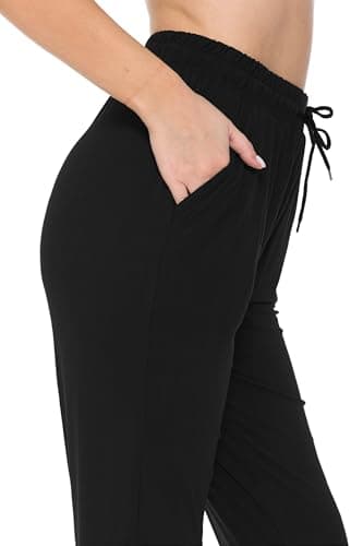 Leggings Depot Womens Classic Jogger Pants - Track Cuff Sweatpants with Pockets, Black, Medium — view 4