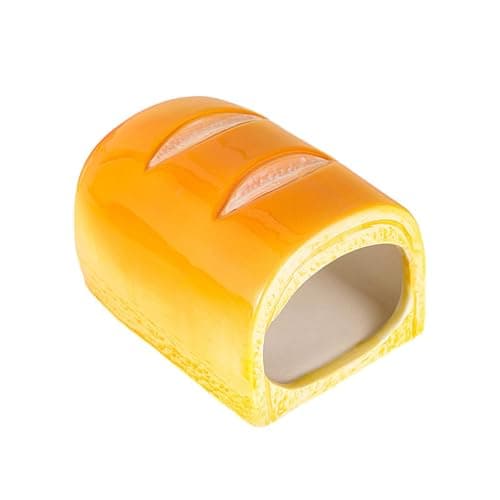 homwowo Unique Hamster Houses Durable Ceramic Safe Hideout Dwarf Hamsters Nesting Place Long Bread Size Is 4.33inch X 2.56inch Small Hamster House Small Animal Houses Habitats , Toast — view 3