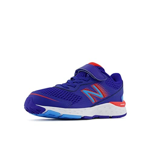 New Balance Kid's 680 V6 Hook and Loop Running Shoe, Infinity Blue/Neo Flame/Vibrant Sky, 5.5 Wide Toddler — view 7
