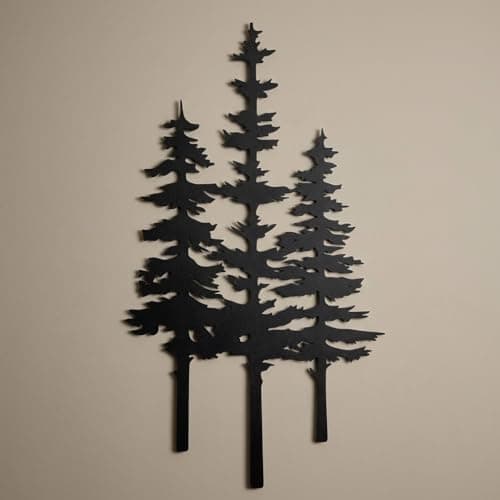 Metal Pine Tree Wall Art, Black Rustic Forest Wall Decor for Cabin, Farmhouse and Living Room, 38 x 21 cm Indoor Outdoor Wall Hanging — view 4