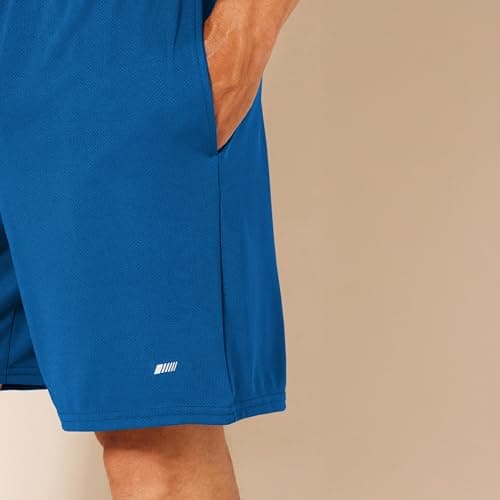 Amazon Essentials Men's Athletic Basketball Gym Shorts, Breathable Moisture Wicking Performance Tech Loose-Fit Training Shorts with Elastic Waist, Pack of 2, Blue/Neon Lime Green, X-Small — view 4