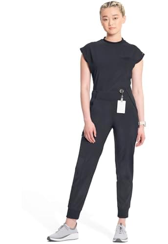 Infinity Women's Scrub Jogger Pants Mid Rise Bottoms with 5 Pockets, Moisture Wicking & 360° Stretch Fabric - CK110AT, L Tall, Pewter — view 7