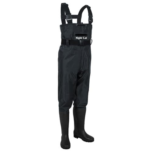 Night Cat Fishing Waders for Men Women Waterproof Hunting Chest Wader with Bootfoot Belt Breathable Lightweight Black Size Men 10
