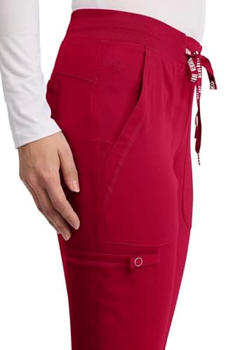 Med Couture Scrub Pants for Women Jogger Pant with 5 Pockets, Lightweight, Ultra Soft, 2-Way Stretch Fabric - MC7710P, L Petite, Red — view 6