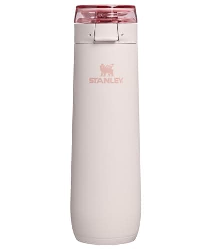 STANLEY Flowstate Spring Bottle | Leakproof Water Bottle with Carry Strap & Flip-Top Locking Lid | Insulated Stainless Steel | Fits Most Cup Holders | BPA-Free | 20 oz | Rose Quartz