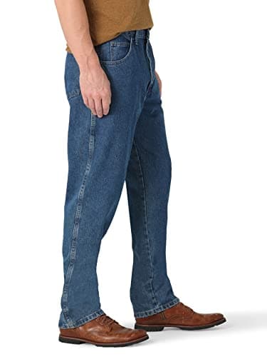 Rustler Men's Classic Relaxed Fit, Dark Stonewash, 36W x 30L