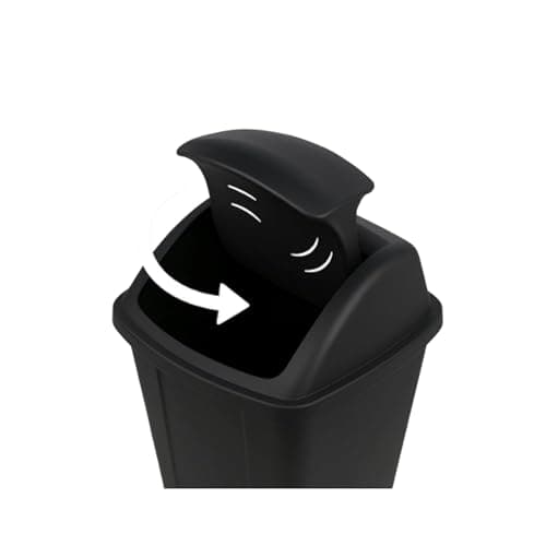13 Gallon Kitchen Trash Can with Lid – Black Plastic Swing Top Garbage Can, Tall Bathroom Trash Can for Kitchens & Pantries Home Office (Black) — view 2