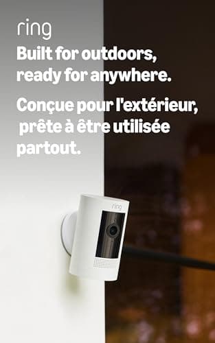 Ring Outdoor Cam (Stick Up Cam) | Weather-Resistant Outdoor Camera, Live View, Color Night Vision, Two-Way Talk, Motion alerts, Works with Alexa | White — view 4