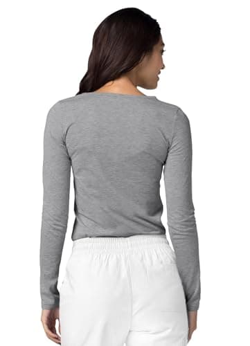 Adar Underscrubs for Women 2 Pack - Long Sleeve Underscrub Comfort Tee - 2902 - Dark Marl Gray - S — view 3