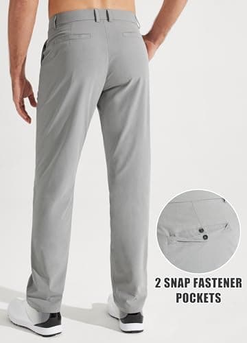 Libin Mens Golf Pants Stretch Work Dress Pants 30" Quick Dry Lightweight Business Casual Pant for Men Comfy Water Resistant, Light Grey, 28W x 30L — view 3
