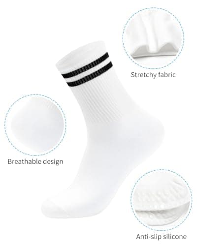 4 Pack Pilates Socks Women Non Slip, Grippy Yoga Grip Socks for Barre, Ballet, Dance, Barefoot Workout, Reformer — view 4