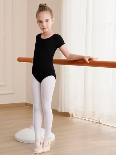 WEGETIT Leotards for Girls Gymnastics Toddler Ballet Leotard Girls Dance Shirts (Black,4-6Years) — view 4