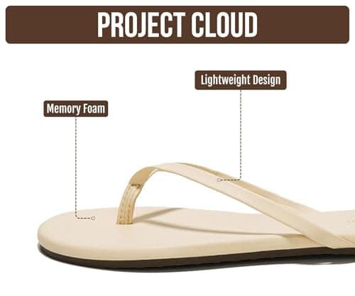 Project Cloud Flip Flops for Women Footwear- Lightweight and Memory Foam Insole Sandals for Women 2026 - Durable Non-Slip Beach Essentials Flats for Women Sandals (Foundations, Beige, 5.5) — view 3