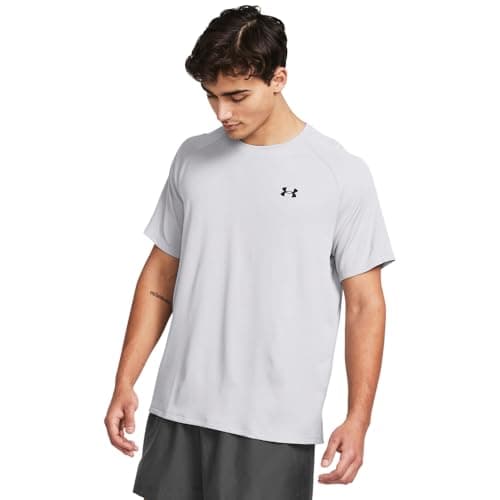 Under Armour Men's Tech Textured Short Sleeve T Shirt, (100) White / / Black, Medium