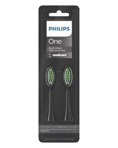 Philips One by Sonicare Electric Toothbrush Heads, Motorized Sonicare Toothbrush Heads, Brush Head Pack (2 Heads), Black, BH1022/06 — view 8