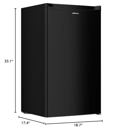 Upstreman 3.2 Cu.Ft Mini Fridge with Freezer, Quiet Efficient Small Fridge, Compact Refrigerator with Adjustable Thermostat, for Dorm, Bedroom, Office, Black-BR321 — view 9