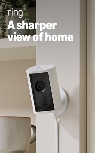 Ring Indoor Cam Plus, Plug-In (Newest Model), White with Outdoor Cam Plus, Battery, White