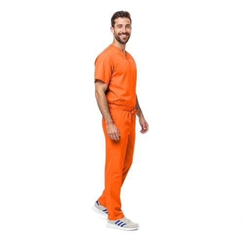 Women's Scrub Set - Medical Scrub Top and Pant, Mandarin Orange, Medium — view 4