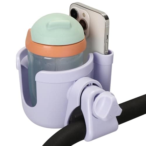 Accmor Stroller Cup Holder with Phone Holder, Bike Cup Holder, Universal Cup Holder for Uppababy Nuna Doona Strollers, 2-in-1 Cup Holder for Walker, Wheelchair, Scooter
