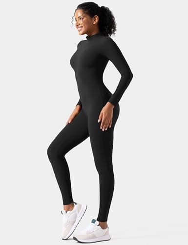 Speerise Adult High Neck Zip One Piece Unitard Full Body Leotard, XL, Black — view 2