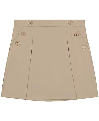 Nautica Girls School Uniform Pull-on with Undershorts, Poplin Style Button Pockets, Wrinkle & Fade Resistant Scooter Skirt, Khaki, 7 US