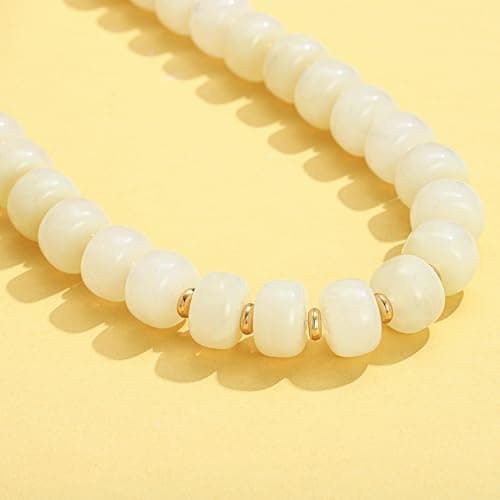 LILIE&WHITE Mothers Day Gifts for Mom Daughter White Resin Chunky Beaded Necklace for Women Minimalistic Beaded Choker Necklace Modern Statement Necklace Jewelry Accessories — view 3