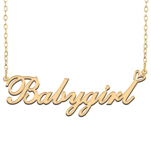 RONKAHSHOW Babygirl Custom Pendant Name Necklace Customized Personalized with Heart Necklace Best Gift for Women New Year Birthday Mother’s day Christmas wedding Party G