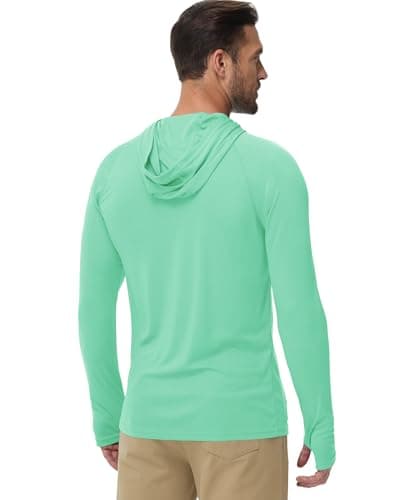 Boladeci Mens Long Sleeve Shirt Fishing Hoodie UPF 50+ UV Protection Sun Shirts Summer Water SPF Rash Guard Tee Tops T-Shirts Swim Shirts XS Green — view 3