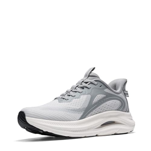 ALLSWIFIT Men's Slip On Stability Support Walking Shoes Coushioning Non Slip Breathable Comfortable Cross Trainer Workout StediCore Running Gym Fashion Sneaker,Size 10.5,Grey,SARS26011M