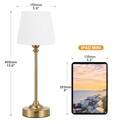 Cordless Table Lamp Rechargeable Gold - 1 Pack Brass 4000mAH Battery Operated Lamp for Decor, 3000K Stepless Dimming Touch Control Wireless Lamp for Bedroom, Dining Table, Counter, Living Room — view 3