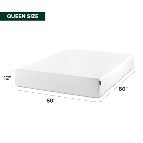 Zinus Green Tea Memory Foam Mattress 12 Inch, Pressure-Relieving Comfort & Full-Body Support, Naturally Fresh, Medium Firm Feel, CertiPUR-US & Oeko-TEX Certified Safe Materials, Queen