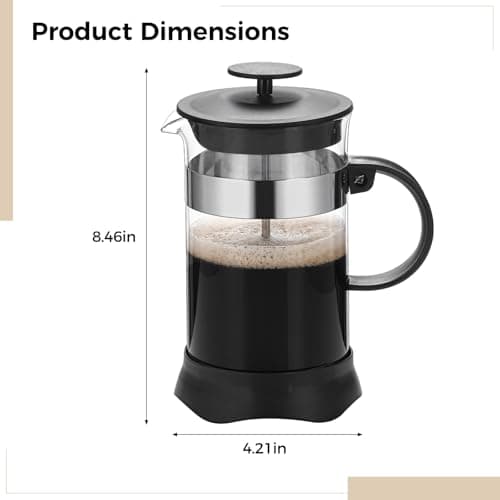Texvora French Press Coffee Maker, 34 oz Stainless Steel Coffee Press with High Borosilicate Glass Brew Pot, Multi Scene Use, for Tea and Coffee, Home, Office, and Outdoor Brewing — view 2