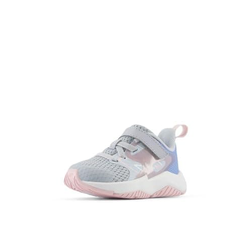 New Balance Kid's Rave Run V2 Bungee Lace with Top Strap Running Shoe, Bright Sky/Granite/Rose Sugar, 5 M Toddler
