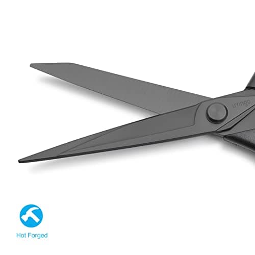 LIVINGO 8.5” Premium Heavy Duty Scissors, Forged Stainless Steel Titanium Coated Sharp Fabric Shears All Purpose for Sewing Tailor Dressmaking Crafting Cutting Leather Home Office Use, Black