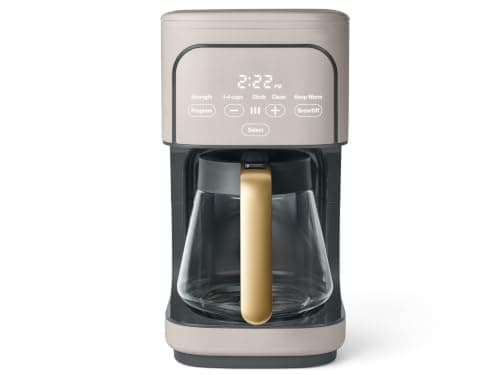 Programmable 12-Cup Coffee Maker with Touch Controls, Auto Brew Timer, Reusable Filter, Large Glass Carafe, Premium Countertop Coffee Machine (Porcini Taupe)