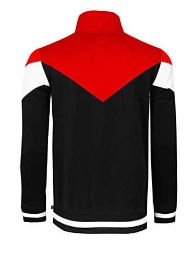 SCREENSHOT-Track Jacket Mens Urban Hip Hop Premium Track Jacket - Slim Fit Side Taping Sportswear Urbanwear Streetwear Top, F11956-bk/Rd, Large — view 2