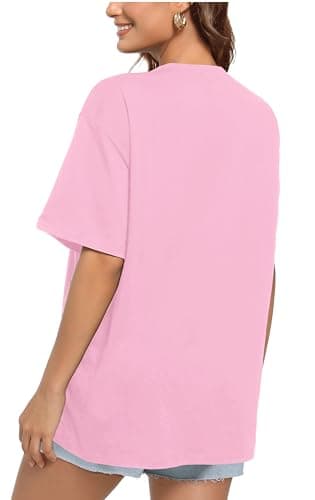 ADOREJOY Womens Oversized T-Shirt Summer Short Sleeve Tops Casual Boyfriend Shirt Loose Fit Tees(Pink,XL) — view 5