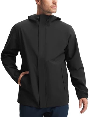 Libin Rain Jacket Men Waterproof Hiking Cycling Raincoat, Black, 3XL