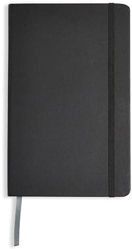 Amazon Basics Classic Lined Notebook, 240 Pages, Black Hardcover, 5 x 8.25-Inch