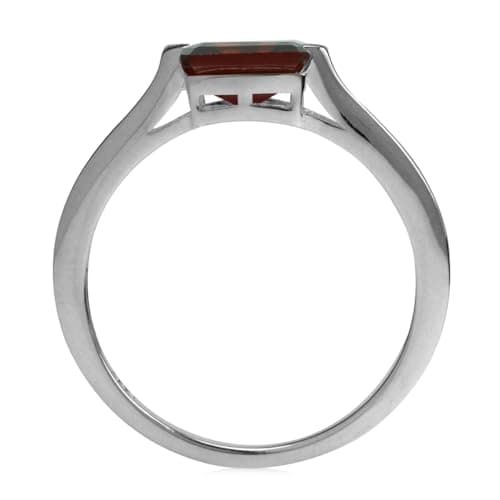 Silvershake 1.1 Ct Natural Octagon Red Garnet January Birthstone 925 Sterling Silver East-West Solitaire Gemstone Promise Ring Size 6 — view 4