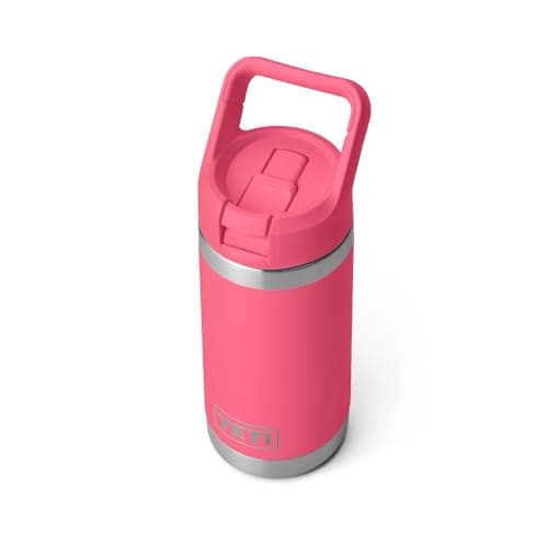 YETI Rambler Jr. 12 oz Kids Bottle, with Straw Cap, Tropical Pink — view 3